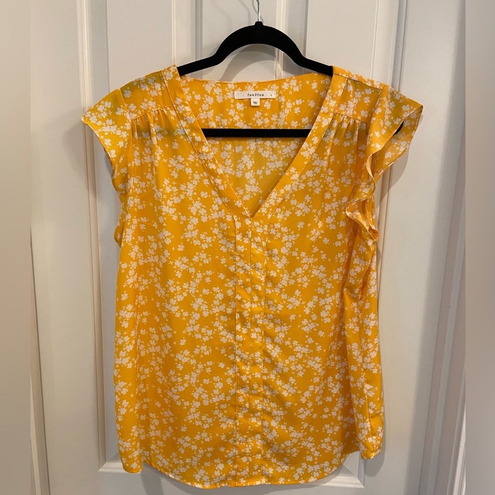 Yellow with white flower blouse